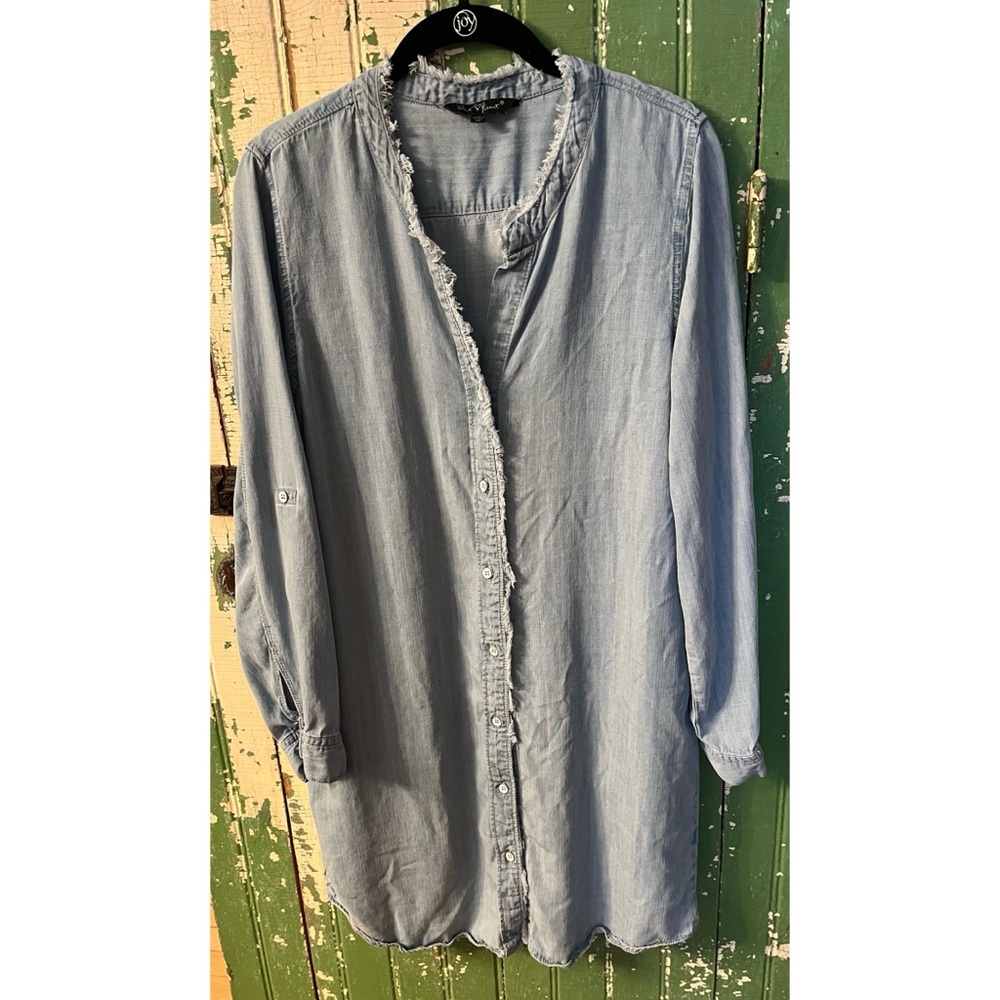 Velvet Heart Blue Button Up Top Tunic Size M